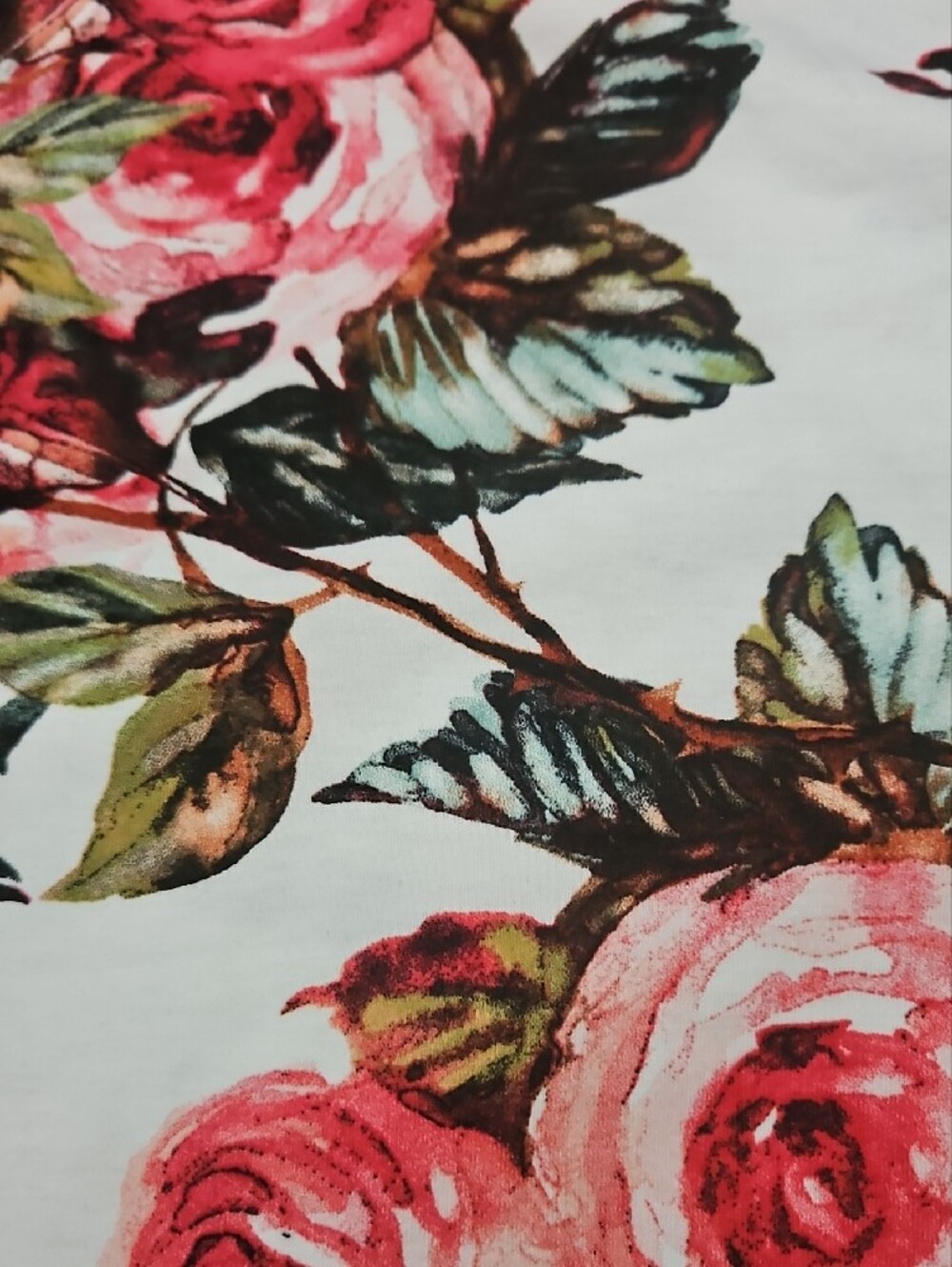 LuLaRoe Plus Size  Jessie Swing Dress White Dress with Pink Rose Motif - Picture 3 of 5
